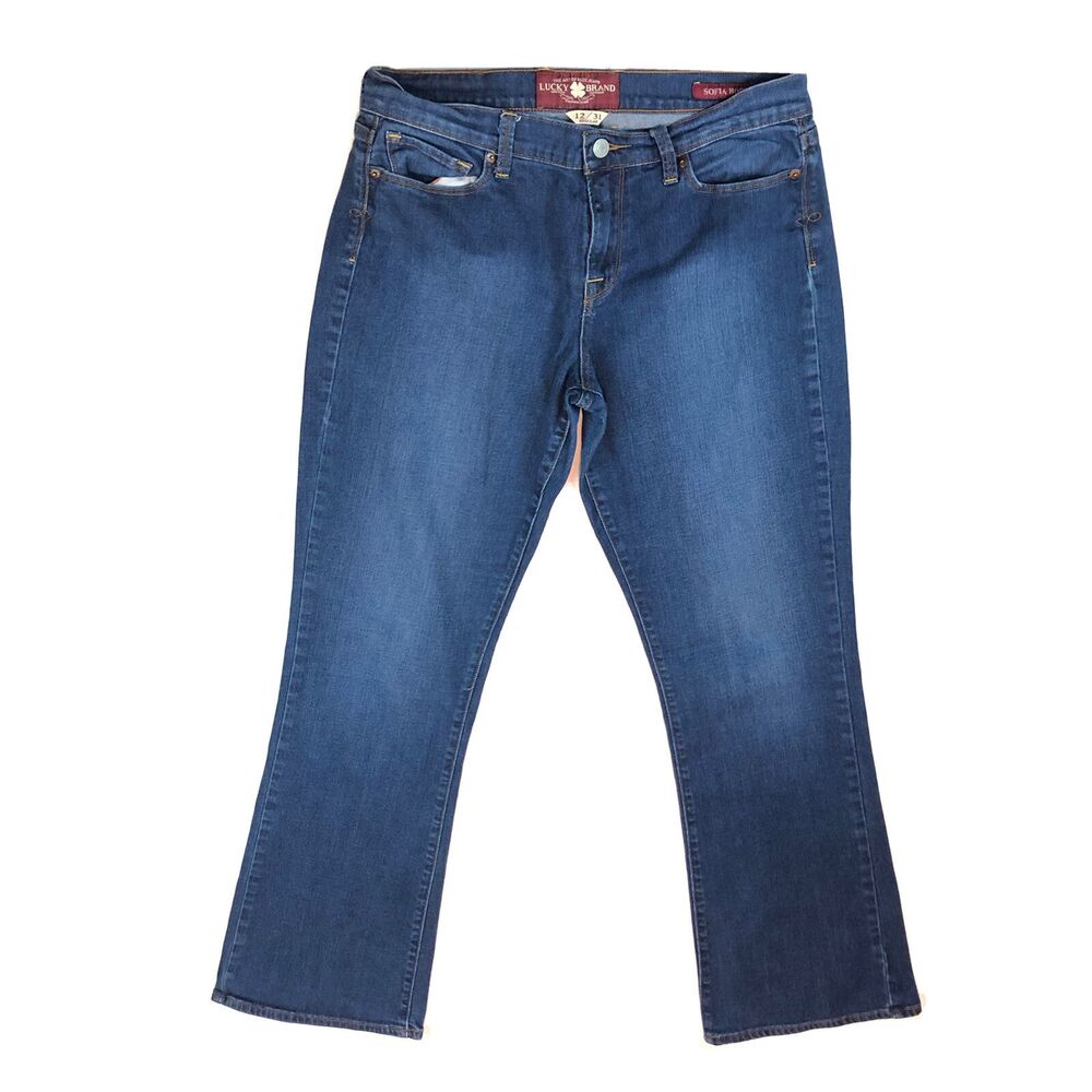 Lucky Brand Womens Sofia Boot Denim Blue Jeans Medium Wash Mid Rise 12 / 31 JJ3